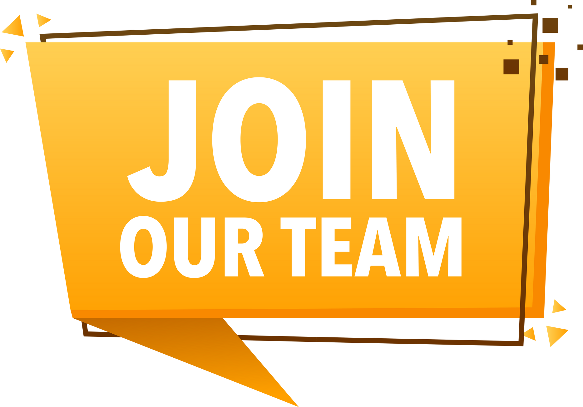 Join our team Announcement Megaphone Label. Loudspeaker speech bubble.